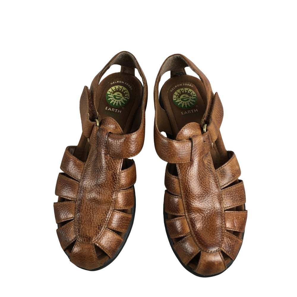 Earth Spirit Astrid Brown Sandals Women 7 Summer Strap Shoes Leather Fisherman